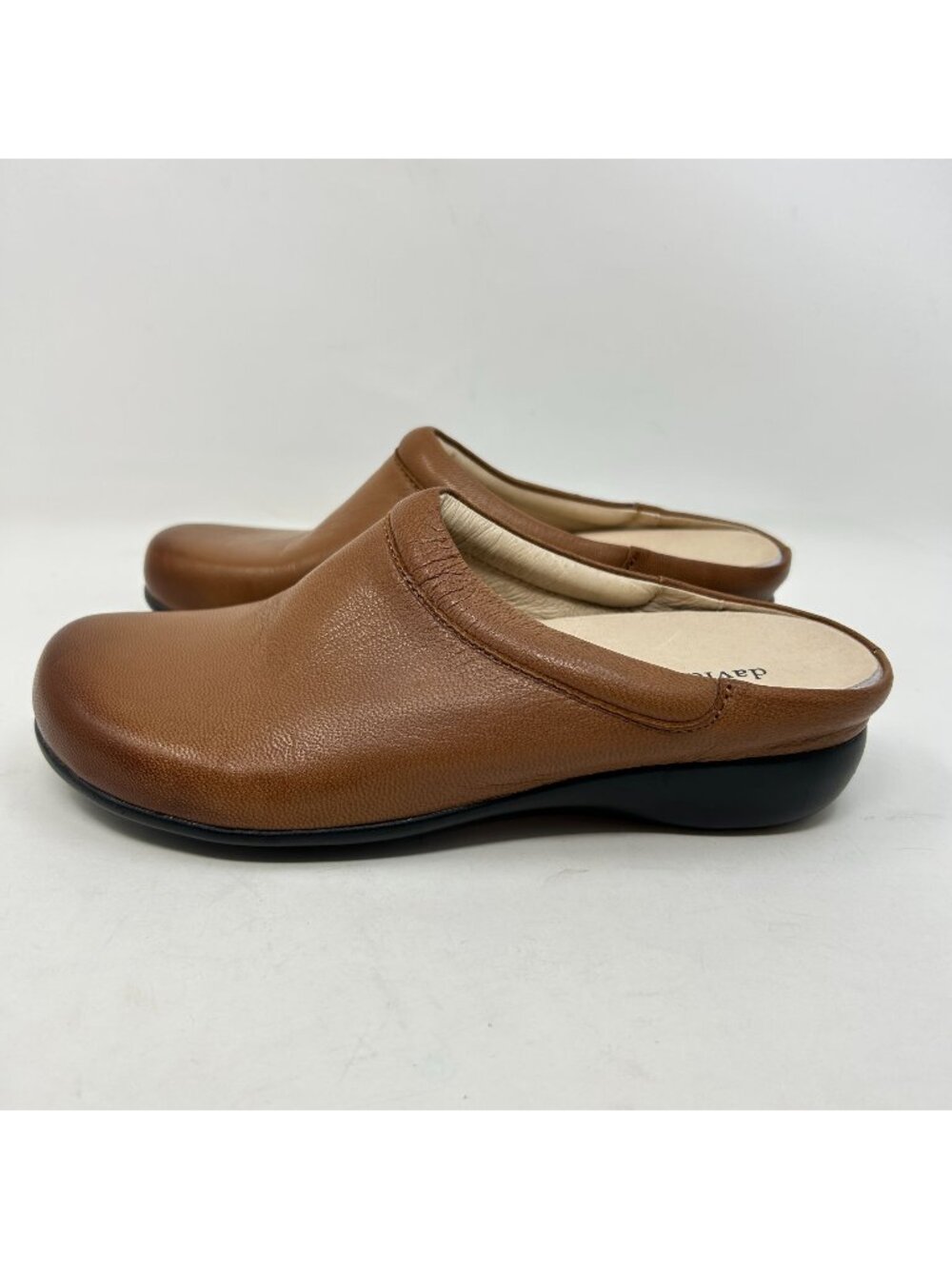 David Tate Leather Mule Clogs Women’s Size 7.5 Brown Comfort Slip On Shoes